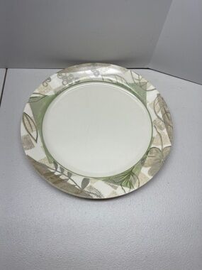 Corelle Textured Leaves Dinner Plates 10" Sandstone Green Brown